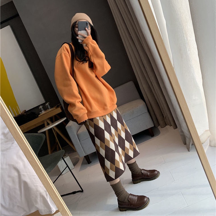 Chân Váy Len Dài Lưng Cao Thời Trang Thu Đông Hàn Quốc 2023 Cho Nữ