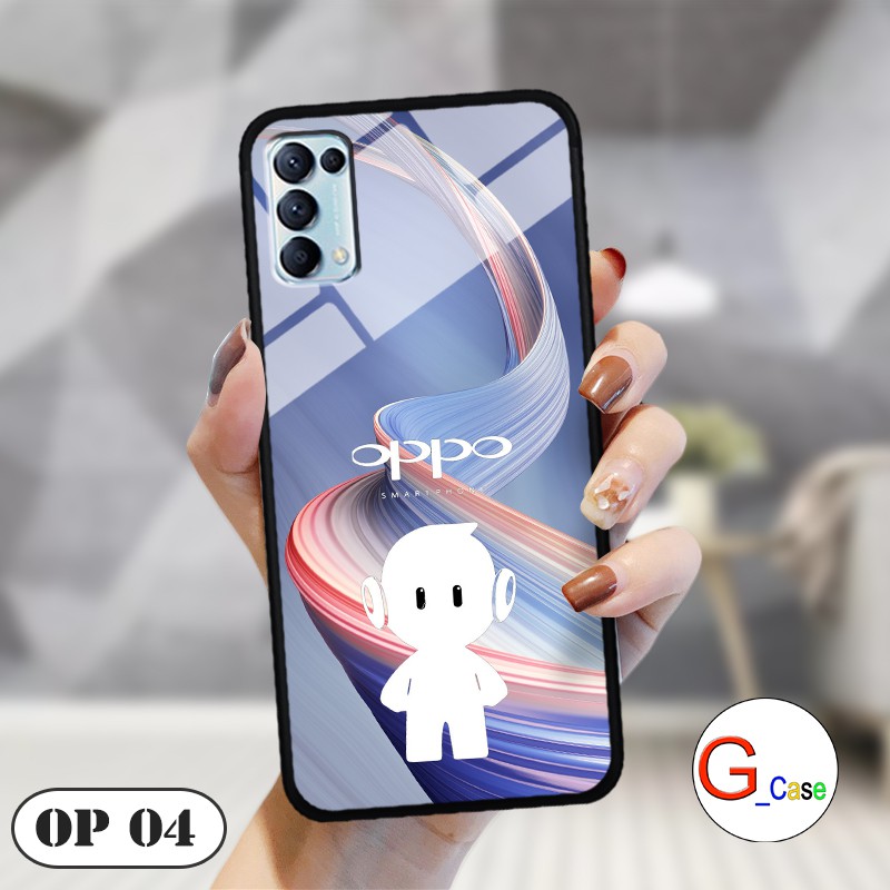 Ốp lưng Oppo Reno5-lưng kính in logo hãng điện thoại