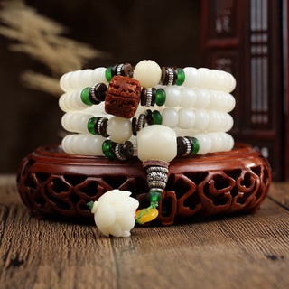 Thánh Hiến Ngọc Trắng Bồ Đề Rễ 108 Hạt Nguyên Bản Vòng Tay Ngọc Trắng Vòng Tay Cao Cấp Bồ Đề Hạt Vòng Tay Phong Cách Dân Tộc Vòng Tay