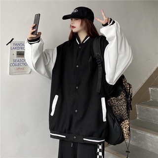 Áo khoác bomber trơn basic Unisex, kiểu áo khoát oversize form rộng chất vải dày dặn