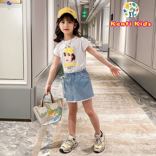 Quần Jeans Giả Váy KenTi Kids Thiết Kế Dáng Vạt Ngắn Năng Động Cho Bé Gái