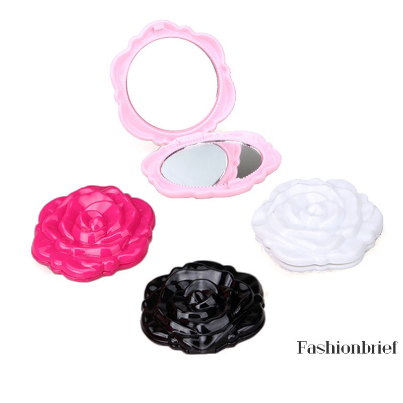 Gương trang điểm mini hai mặt hình hoa hồng phong cách retro xinh xắn