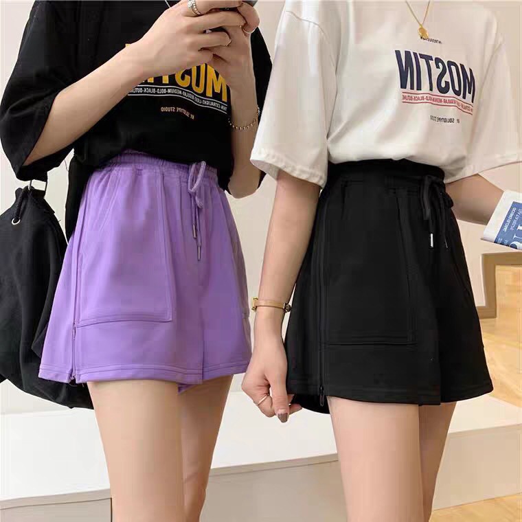 [freesize] QUẦN SHORT NỮ KHOÁ HÔNG KÉO XẺ TÀ NĂNG ĐỘNG - QUẦN ĐÙI XẺ KHOÁ ĐEN TÍM TRẮNG XÁM ULZZANG ( ảnh thật )