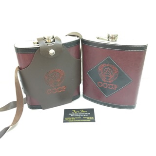 Bình rượu inox bọc da