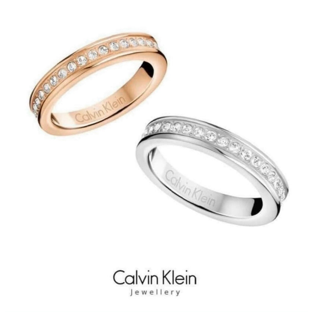 Nhẫn nam nữ titan CK - Nhẫn không gỉ đính đá in họa tiết CK - Cam kết không bay màu