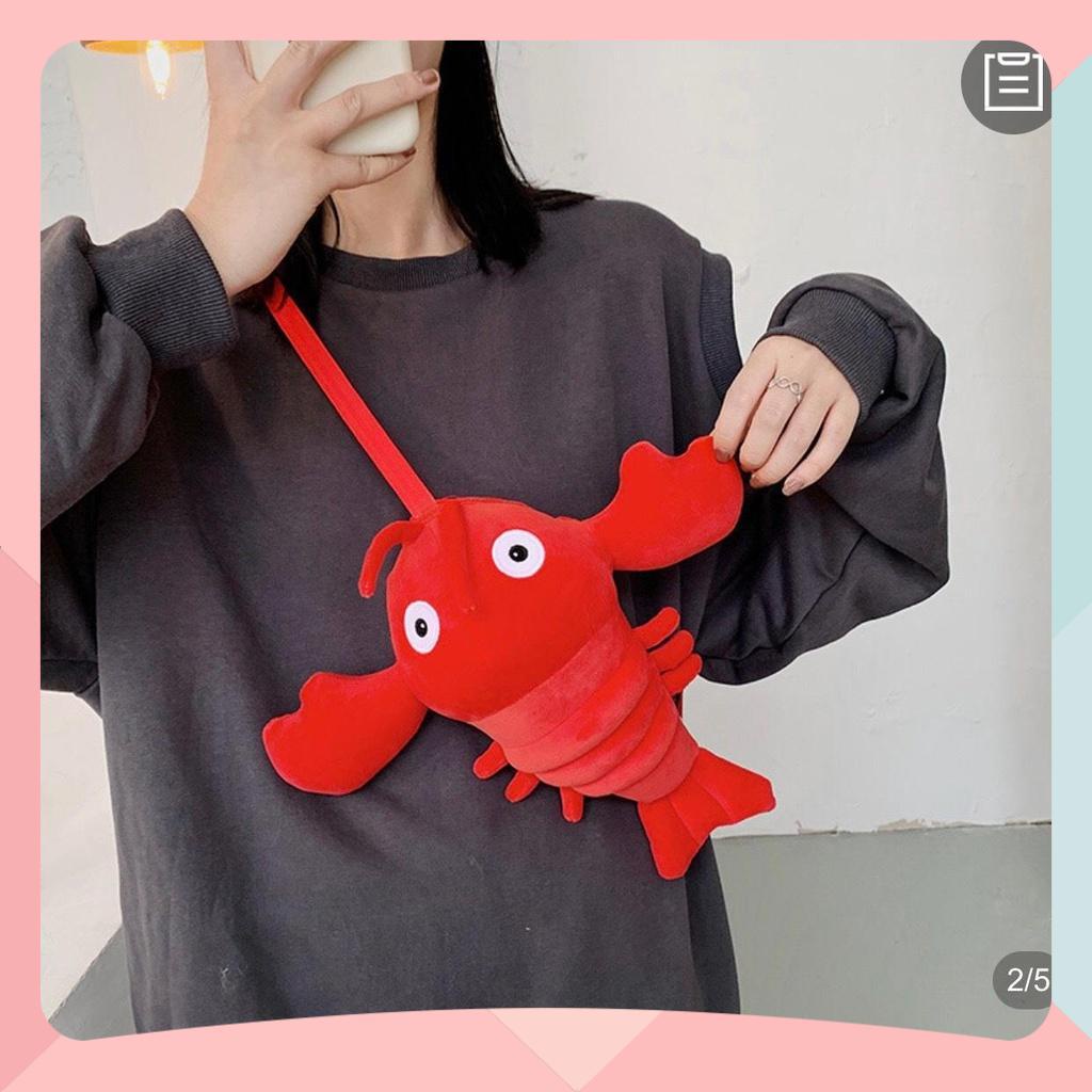 Túi Đeo Chéo Gấu Nhồi Bông Hình Con Tôm - Túi Đeo Vai Con Tôm Xinh Xắn