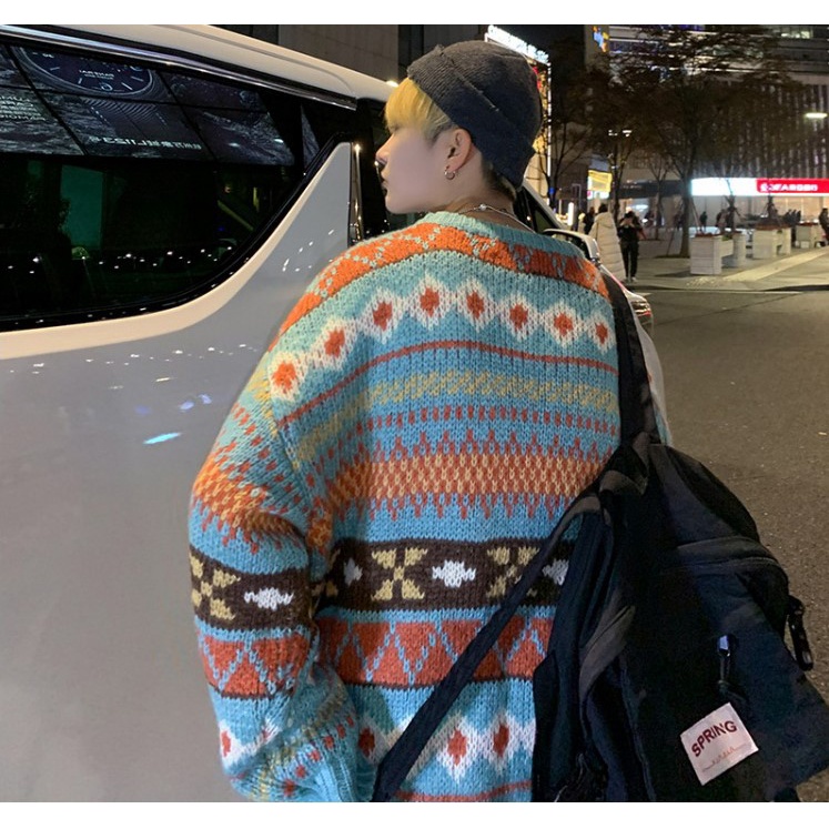 Áo sweater len nam dệt kim form rộng họa tiết phong cách ulzzang Hàn Quốc Áo len sweater nam nữ oversize unisex học sinh
