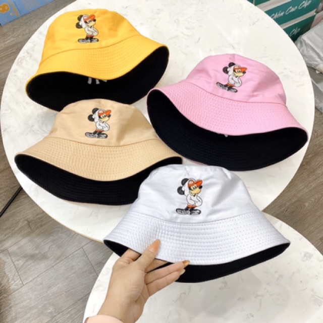 Nón bucket mickey 2 mặt - mũ tai bèo thời trang đội đc 2 mặt