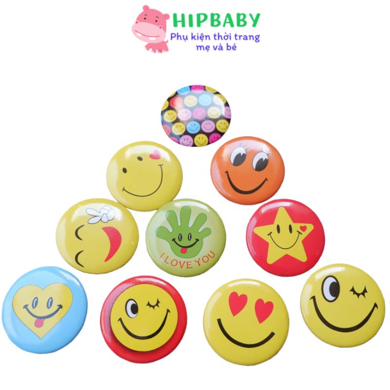 Sét 2 Huy Hiệu Mặt Cười 3Cm Khen Thưởng Cài Áo BaLo Túi Xách Siêu Yêu Cho Mẹ Và Bé Biểu Cảm Đáng Yêu Xinh Xắn