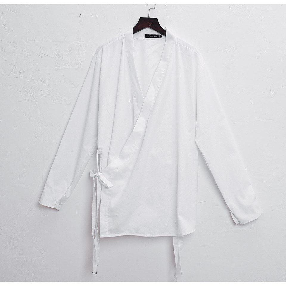 Áo Sơ mi Kimono trắng đen cách tân Phong cách Hàn quốc