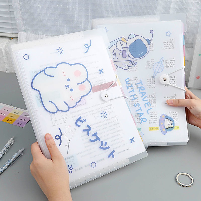 Túi đựng file tài liệu bài kiểm tra khổ A4, Bìa hồ sơ đựng đề cương A4 nút khóa gài 12 ngăn tiện lợi