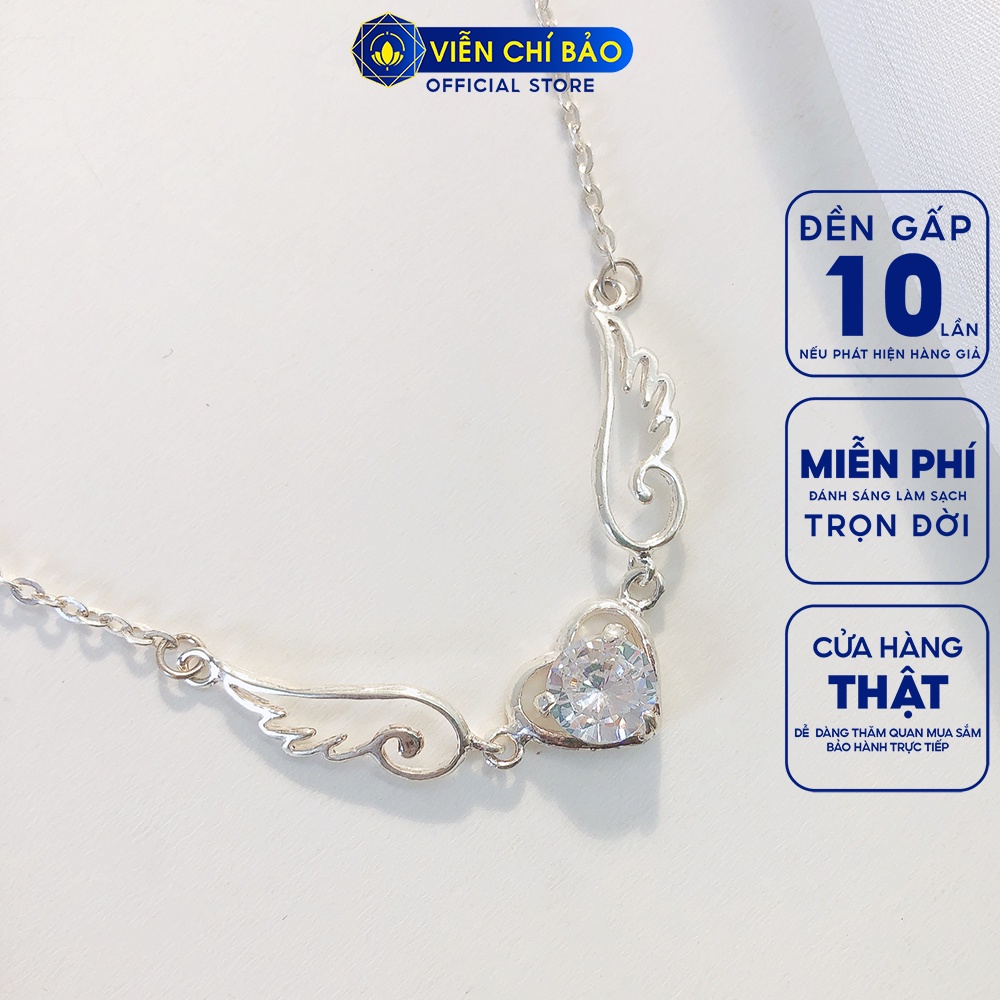 Dây chuyền bạc nữ hình cánh thiên thần mix đá nhiều màu bạc 925 thời trang phụ kiện trang sức nữ Viễn Chí Bảo D400127