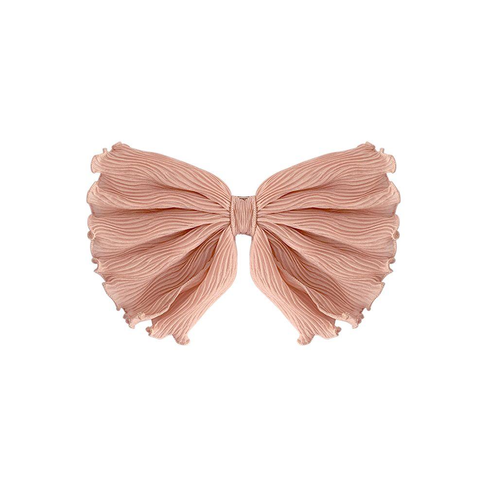 Kẹp Tóc Nơ Xếp Ly Màu Ngà Phong Cách Hàn Quốc Sang Trọng