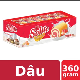 Hộp 20 bánh bông lan cuộn solite vị dâu 360g