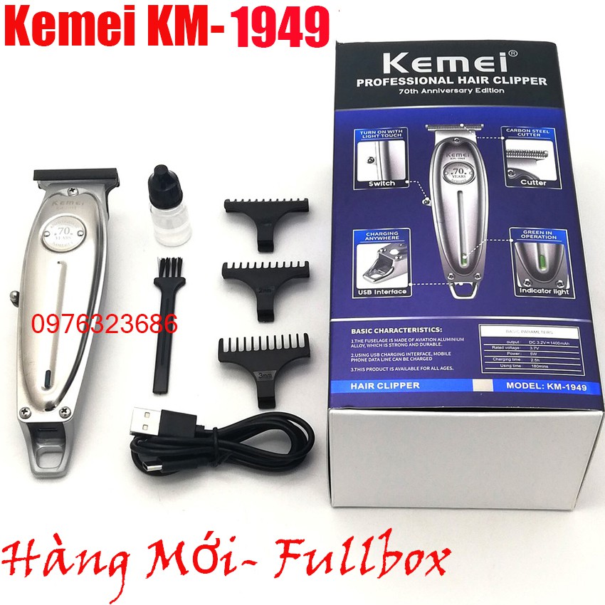 Tông đơ chấn viền Kemei Km-1949 kỉ niệm 70 năm hãng Kemei đã mài chuốt căn chỉnh tặng lược Tony cho salon và thợ tóc