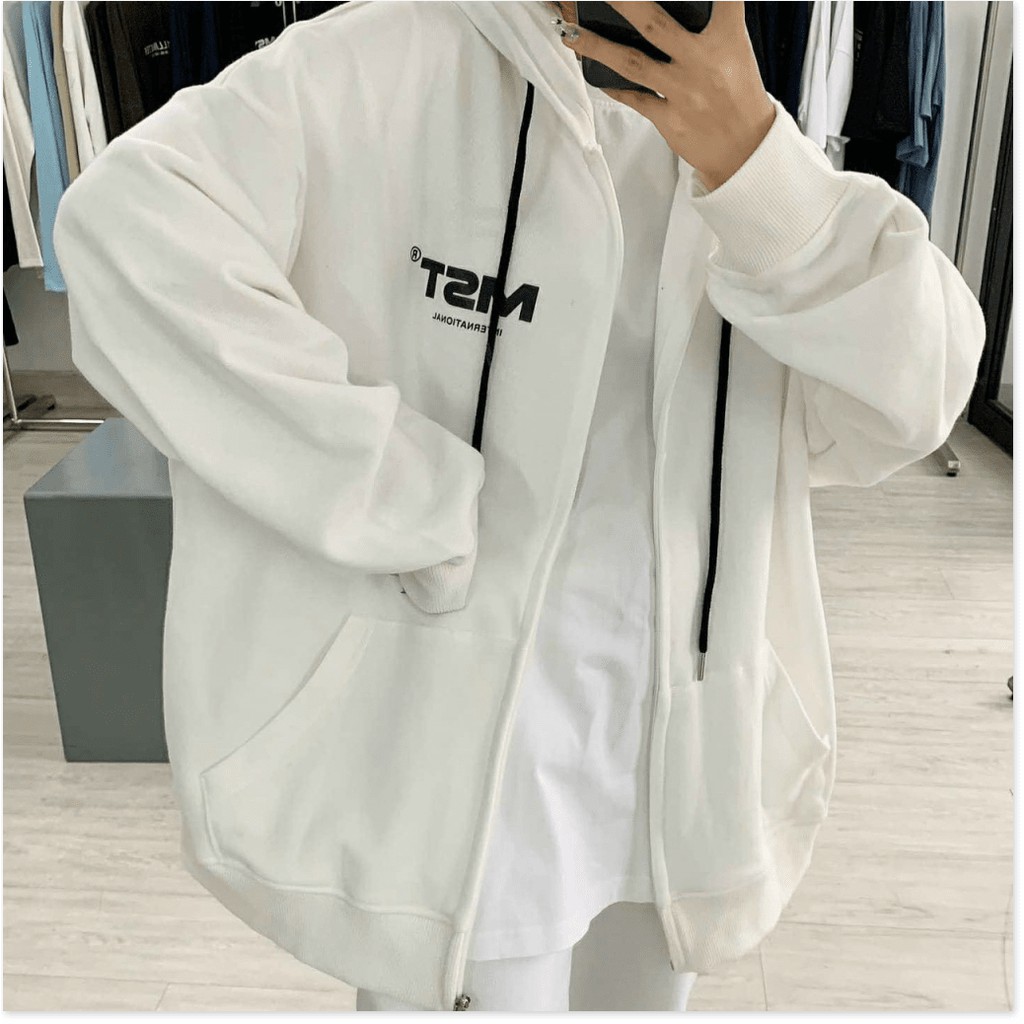 Áo khoác hoodie nữ có nón form rộng kiểu hoodie có dây kéo đi học thời trang Super fashion