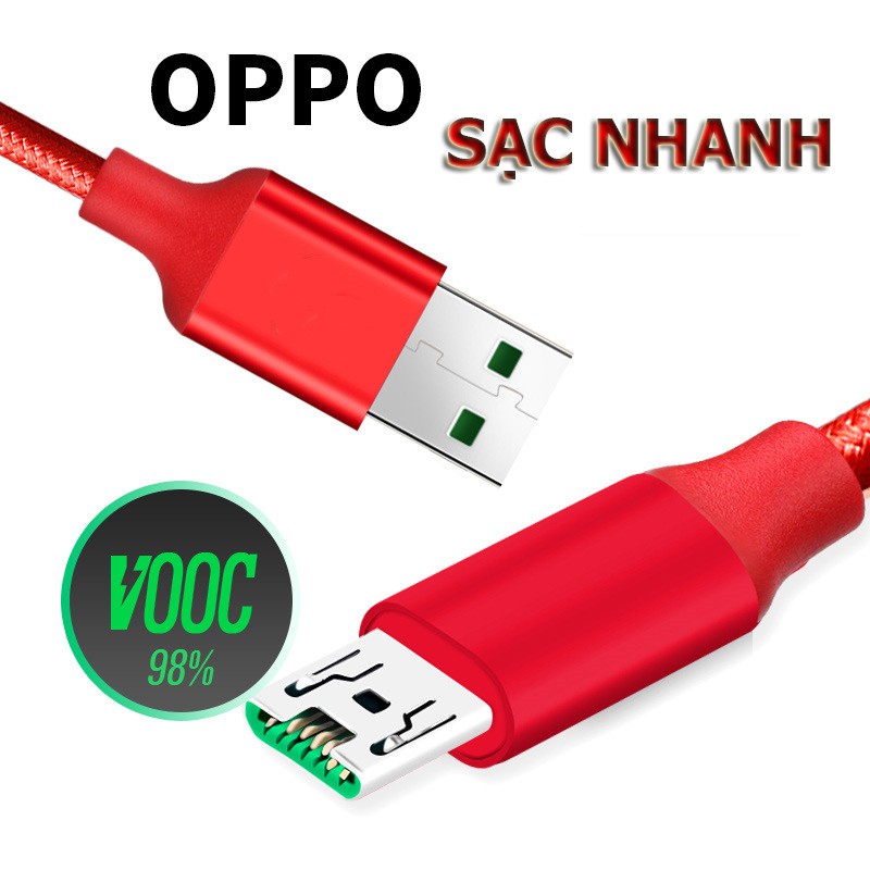 Cáp Sạc Nhanh VOOC OPPO 4.0 - dùng cho cac dong ĐT Oppo F3, Find 7,  R7s, R7 Plus, R9.....dây dù chống rối rất chắc chắn