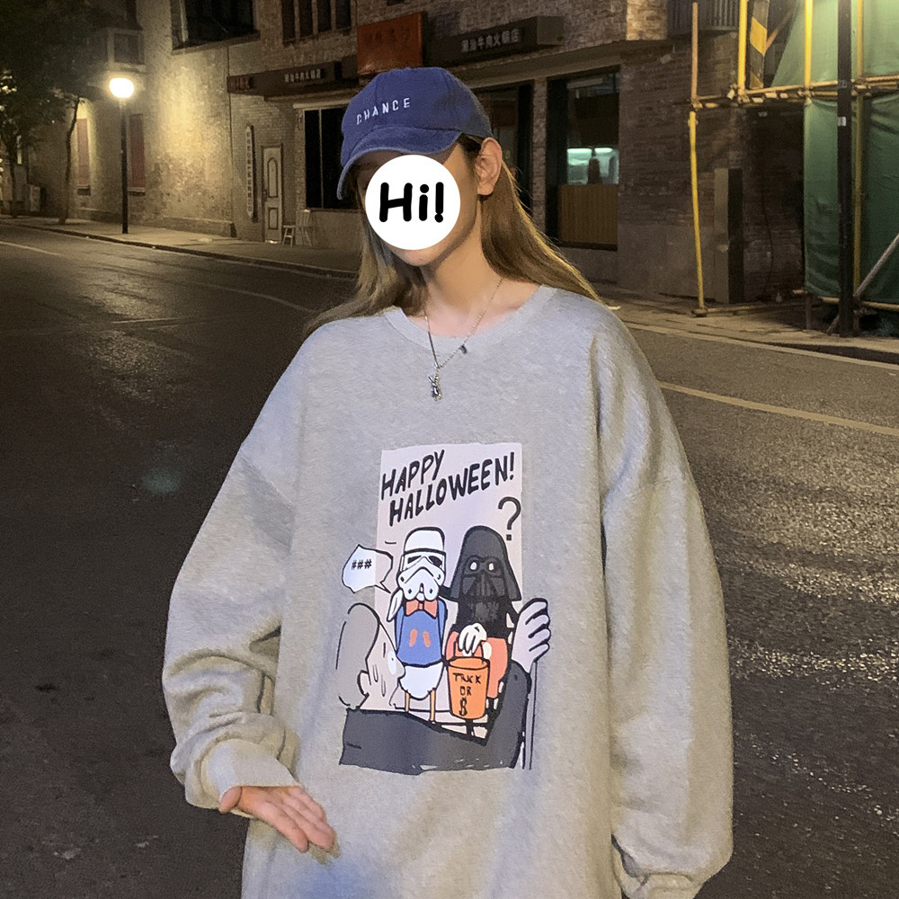 Áo sweater cổ tròn dáng rộng tròng đầu phong cách Hàn Quốc cho nam | BigBuy360 - bigbuy360.vn