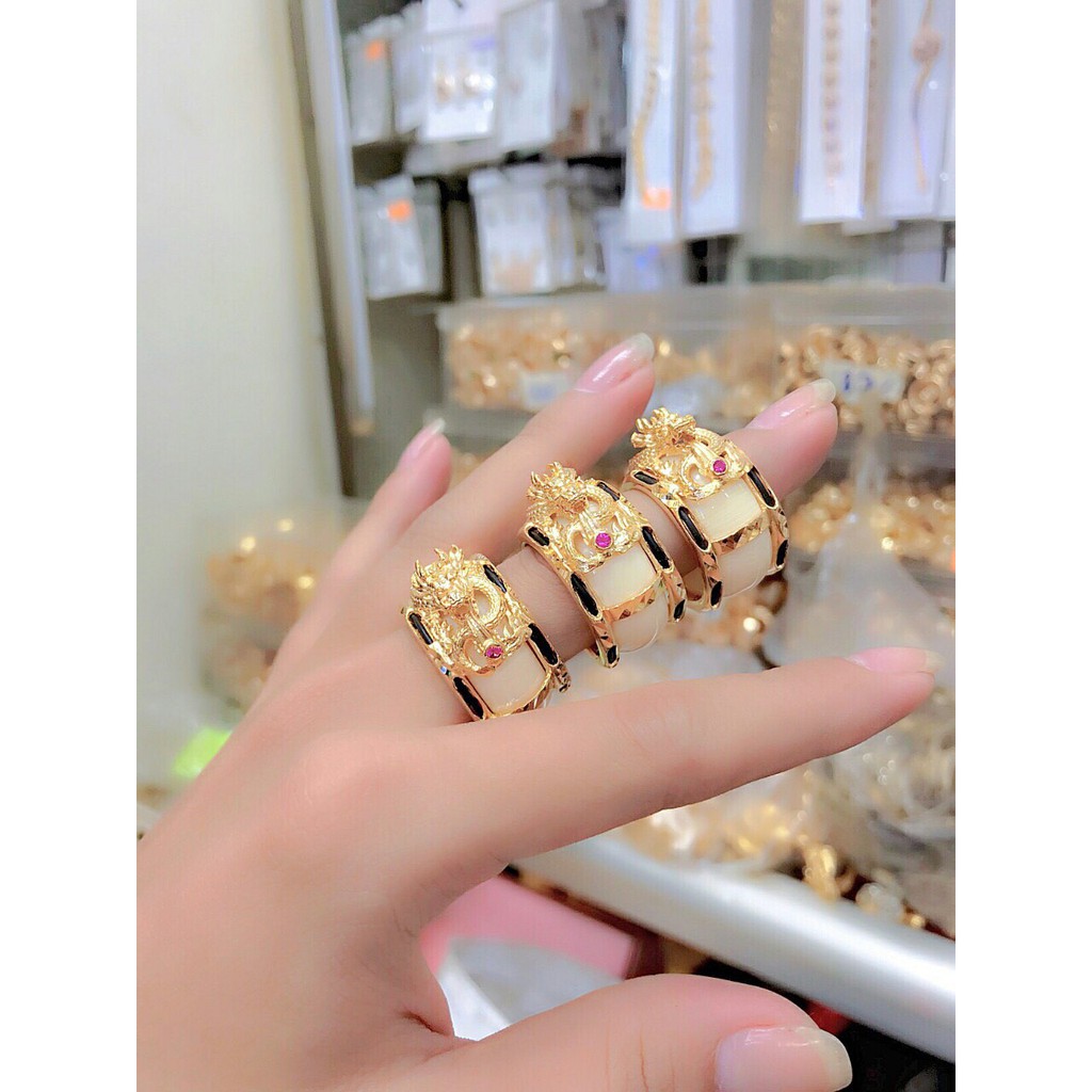 Nhẫn nam đầu rồng dát vàng 24k mã 3077
