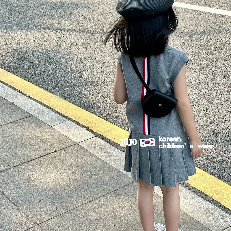 [Hàng Mới Về] Đầm Dài Không Tay Phong Cách Preppy Thời Trang Mùa Hè Hàn Quốc Dễ Phối Đồ Dành Cho Bé Gái