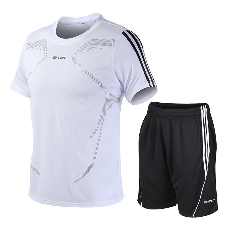Bộ Đồ Thể Thao Áo Thun Tay Ngắn Phối Quần Short Vải Khô Thoáng Nhanh Thời Trang Cho Nam