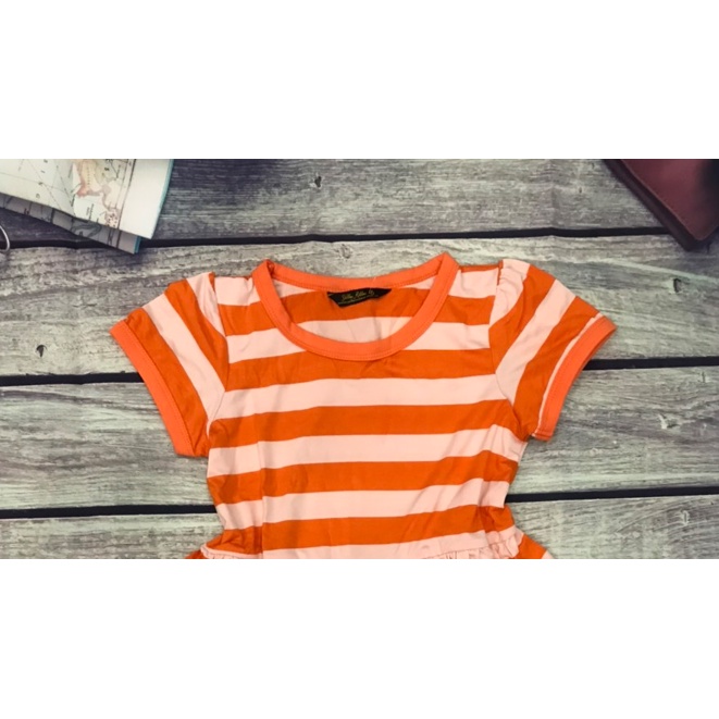 Váy, đầm bé gái chất cotton thoáng mát nhiều hoạt tiết dễ thương GD050702STC – Sọc cam