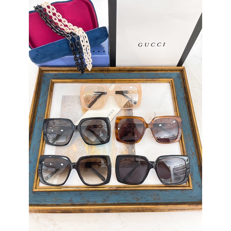 Kính mát nữ thiết kế gọng vuông thời trang thương hiệu Gucci GG cao cấp