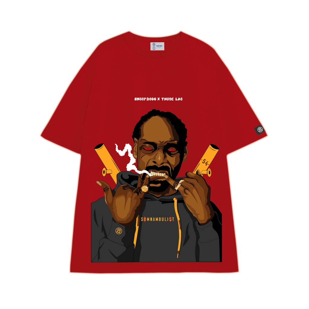 Áo thun local brand GHOST TRICK Snoopdogg x Thuoclao màu đen & đỏ 100% cotton - Hàng chính hãng