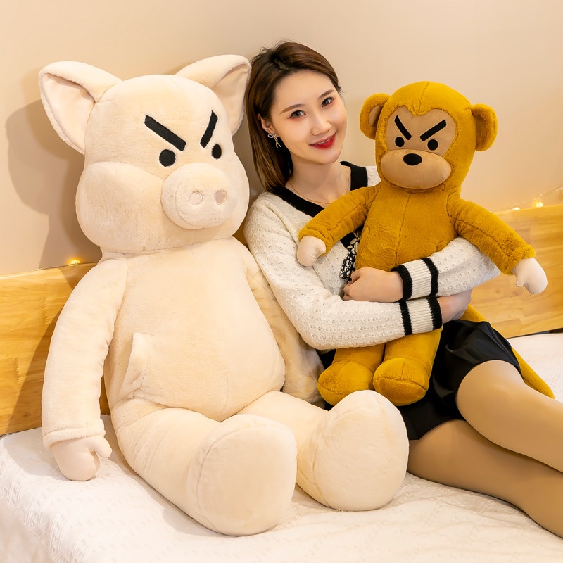 Lợn, Khỉ giận giữ, hàng thỏ bông cao cấp. Đồ chơi quà tặng, Lợn Khỉ mặt quạu cá tính