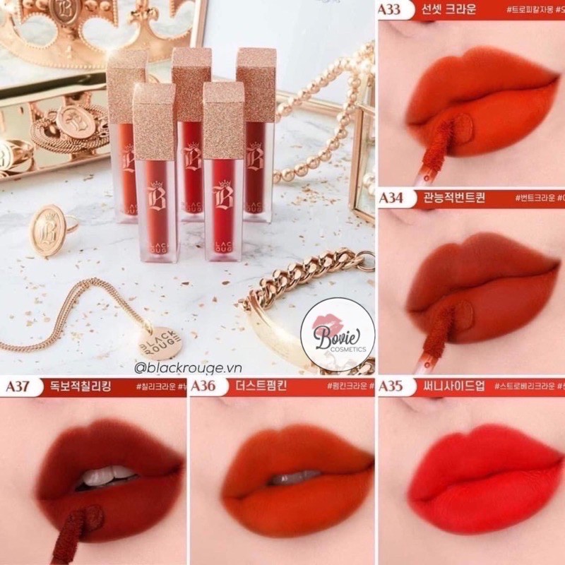( Sẵn Ver 5 6 7 ) Son kem Black Rouge Air Fit Velvet Tint Ver 5: Night Series A23- A37 | Thế Giới Skin Care