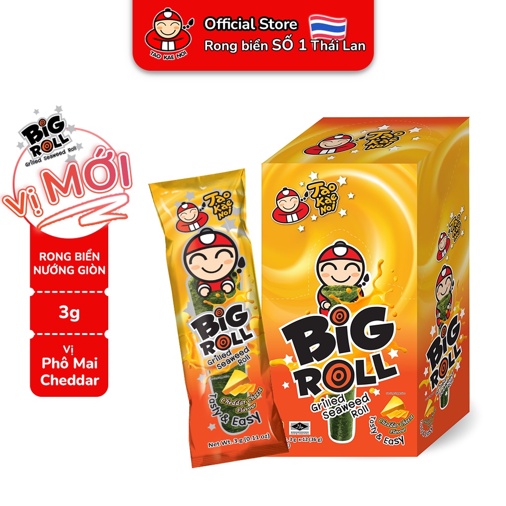 [VỊ MỚI] Snack rong biển TaoKaeNoi BIG ROLL 3g (12 gói)