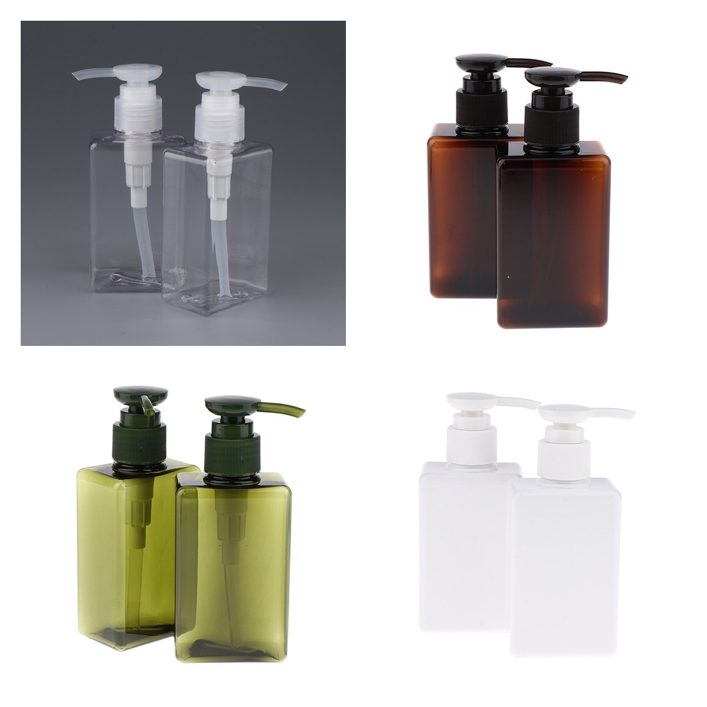 Set 2 Chai Nhựa Rỗng Vuông Màu Nâu Đựng Mỹ Phẩm Khi Đi Du Lịch