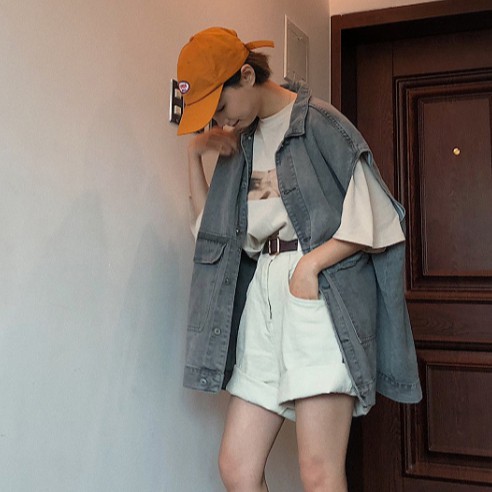 Áo khoác denim không tay phong cách Hàn Quốc cá tính | BigBuy360 - bigbuy360.vn