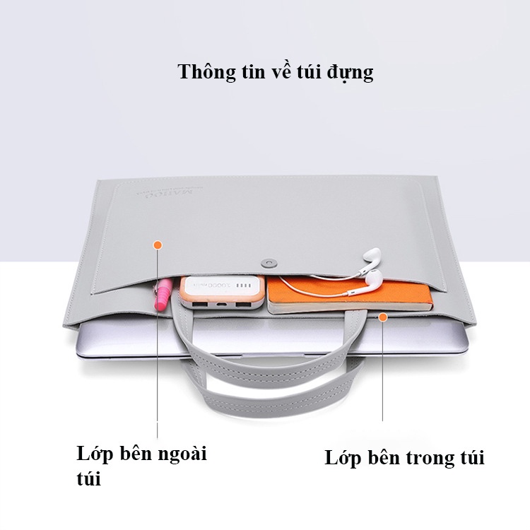 Túi chống sốc Laptop Macbook da PU mỏng thời trang hãng MAHOO 2022