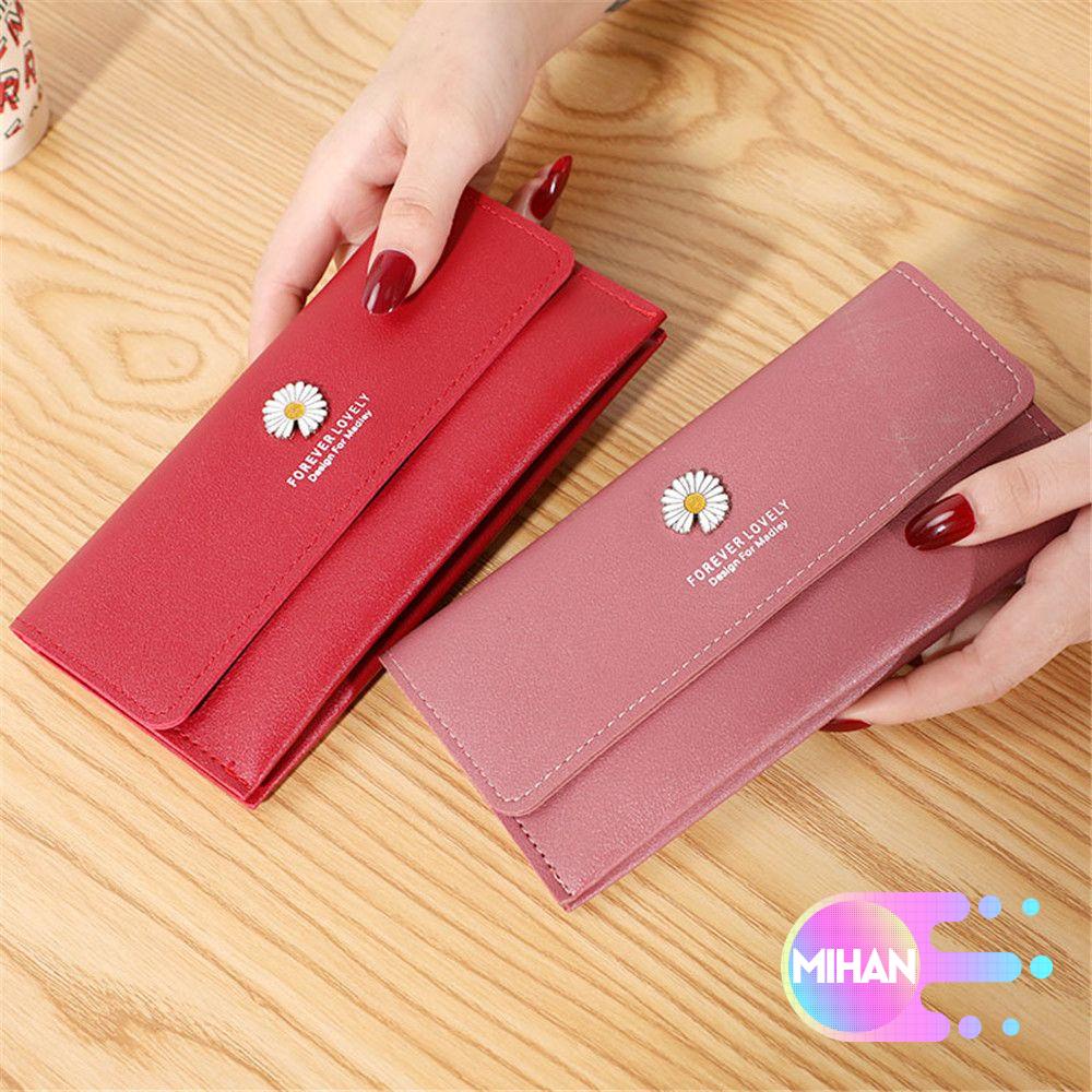Ví Da Pu Dáng Dài Họa Tiết Hoa Cúc Nhiều Màu Sắc Phong Cách Hàn Quốc Thời Trang Cho Nữ Mihan1