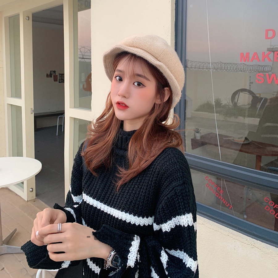 Mũ beret trơn unisex, Mũ nồi giả len Ulzzang có dây rút thời trang thu đông phong cách nhật bản - Mã NL002