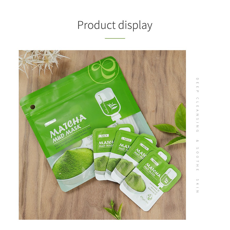 Set 12 gói mặt nạ bùn tinh chất matcha trà xanh làm sạch sâu 5g