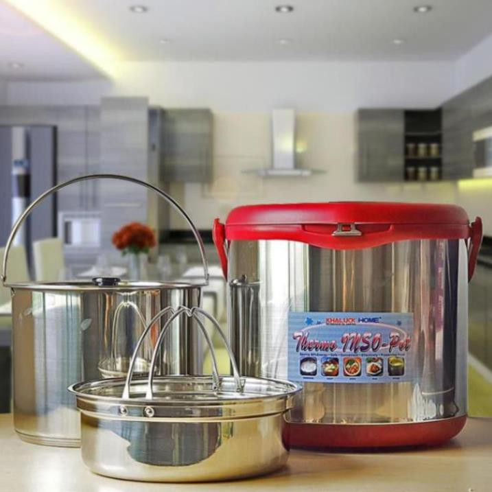 Nồi ủ Thermo chất liệu Inox 2 tầng 6Lít KHALUCKHOME KL-711 (Màu ngẫu nhiên)