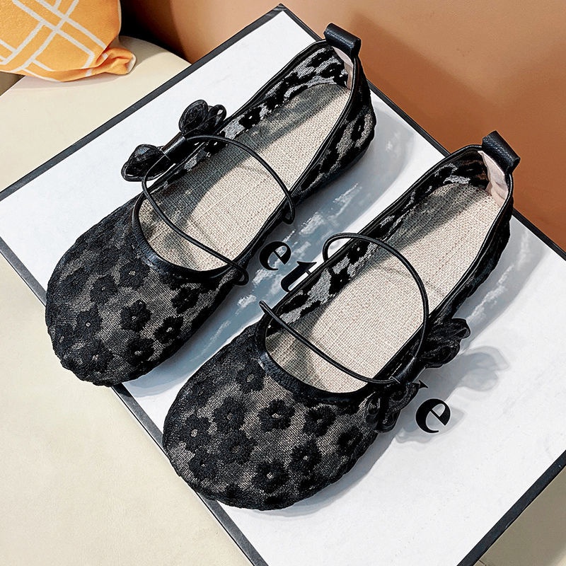Giày Lười Phối Lưới Thoáng Khí Đính Nơ Thời Trang Mùa Hè Cho Nữ Size 35-41 4 Kiểu
