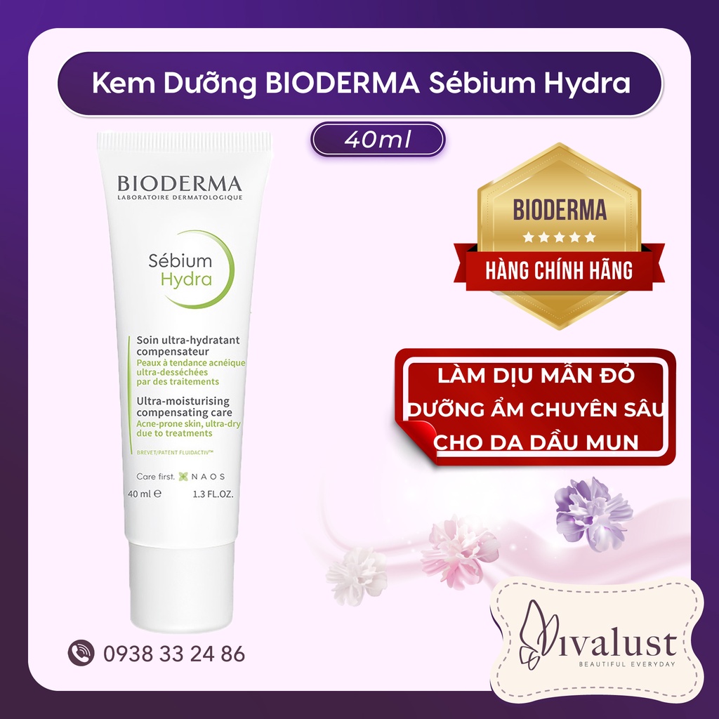 Kem Dưỡng BIODERMA Sébium Hydra 40ml - Cấp Ẩm Cho Da Dầu, Da Mụn