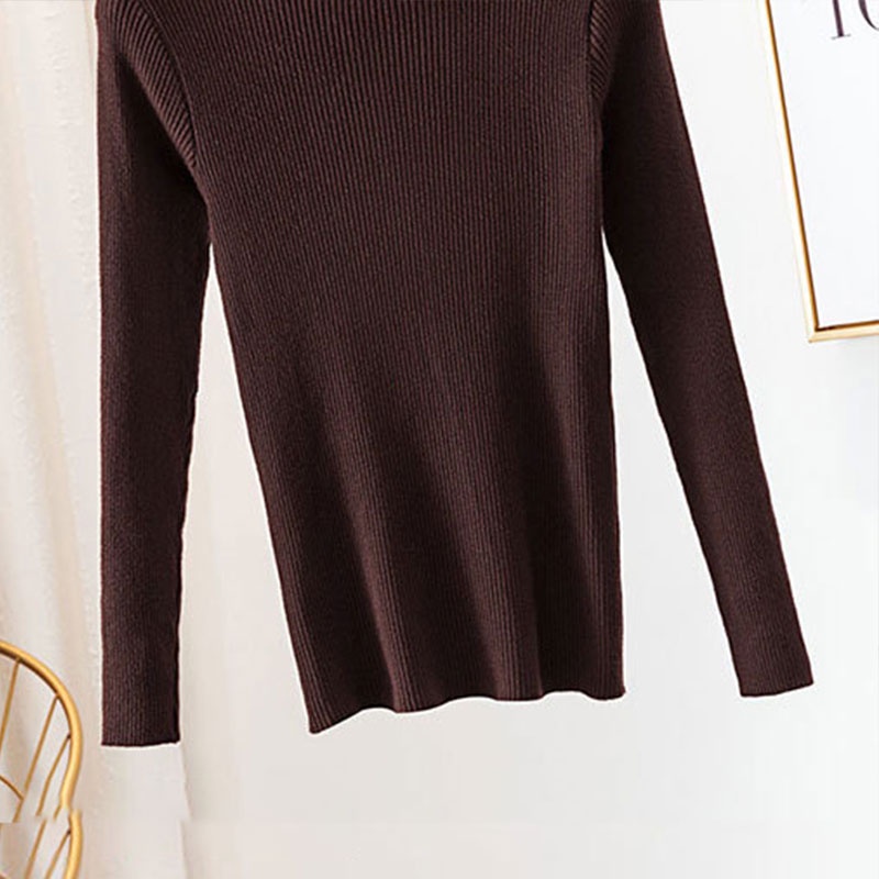 Áo Dệt Kim Cổ Cao Dáng Ôm Phong Cách Hàn Quốc Thời Trang Cho Nữ