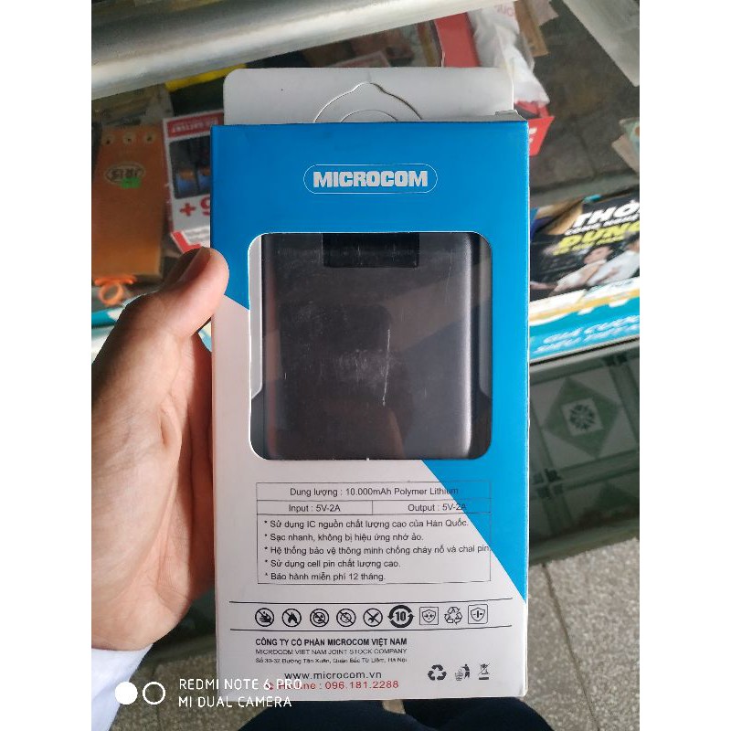 Sạc Dự Phòng MICROCOM 10000mAh Nguồn Ra 5V 2.1A