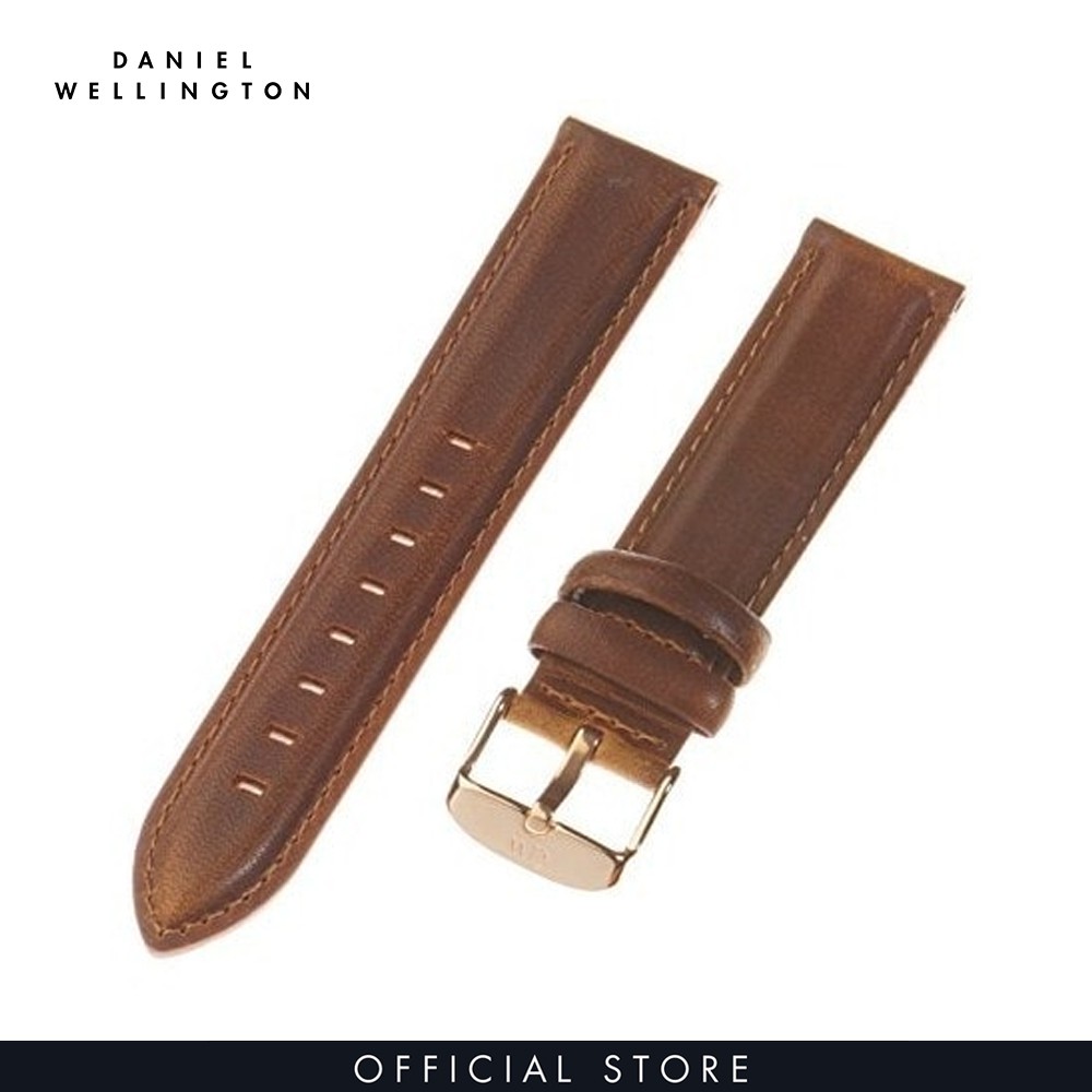 Dây da đồng hồ Daniel Wellington 17mm khóa màu vàng hồng - Cho đồng hồ Dapper 34mm