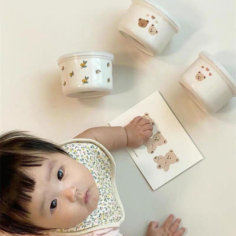 Bát sứ ăn dặm - Hủ sứ đựng đồ ăn dặm theo phong cách Hàn quốc cho bé 200ml Littletiger