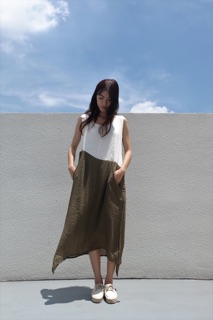 Váy maxi chất linen xước( còn cam đất)