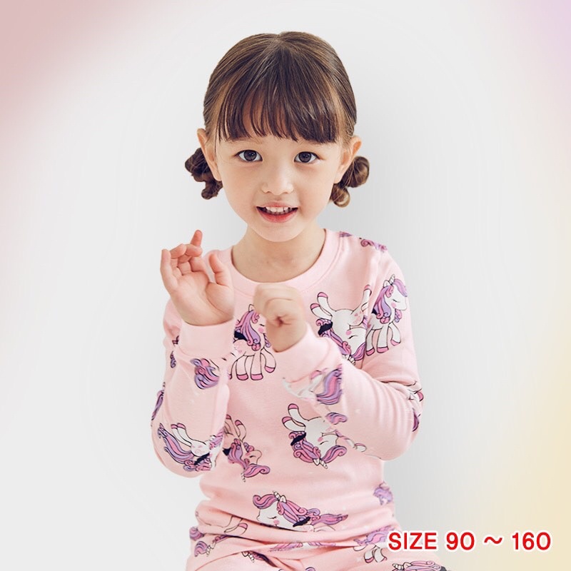 Đồ bộ quần áo dài tay bé gái dáng ôm thun cotton mẫu Ngựa PonyTím năm 2022 rất xinh của hãng Unifriend Hàn Quốc mã UND06