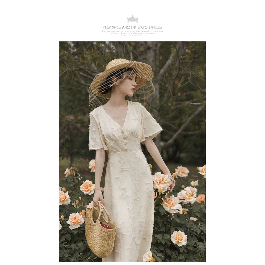 Đầm Maxi Phong Cách Retro Pháp Thời Trang Mùa Hè Cho Nữ | BigBuy360 - bigbuy360.vn