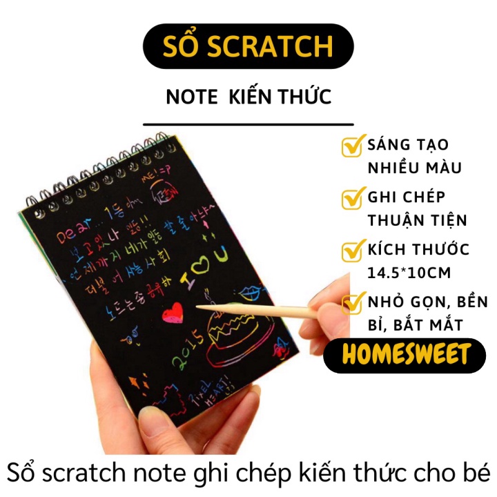 Sổ Ghi Chú - Số Tay Ma Thuật Scratch Note Nhiều Màu Sắc Cho Bé Ghi Chép 6906