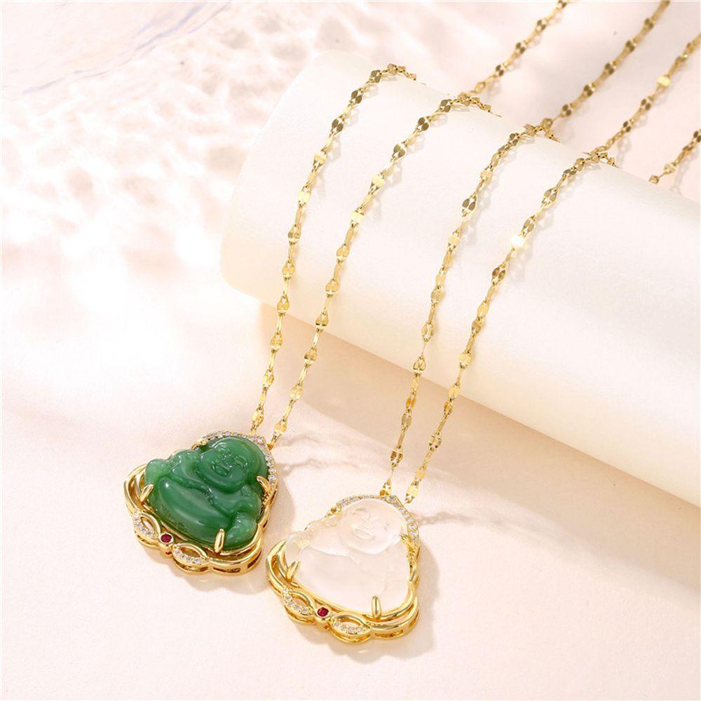 Aaron 1 Vòng cổ Thép Titan Mặt Phật Di Lặc Thời Trang Sáng Tạo Làm Quà Tặng Cho Nữ
