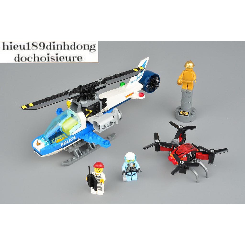 Lắp ráp xếp hình Trực thăng Cảnh Sát Đuổi Máy Bay Không Người Lái 11207
